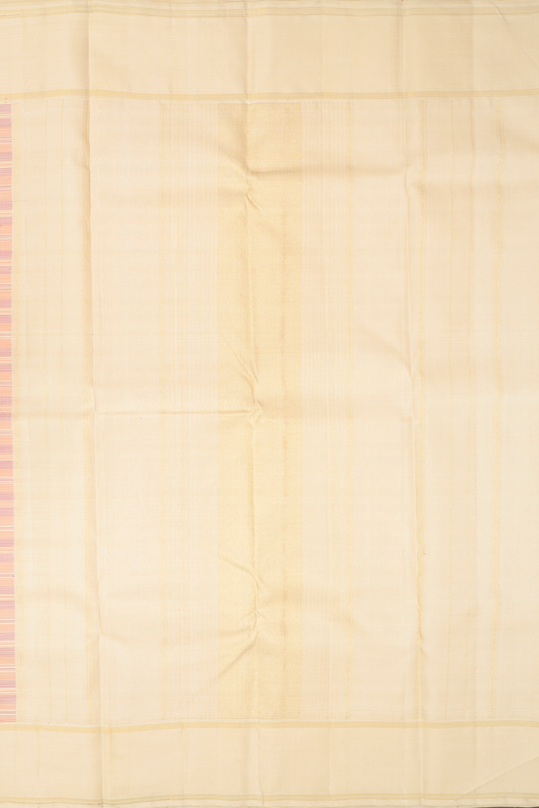 Kanchipuram Silk Saree In Orange And Magenta With Checks Deisgn