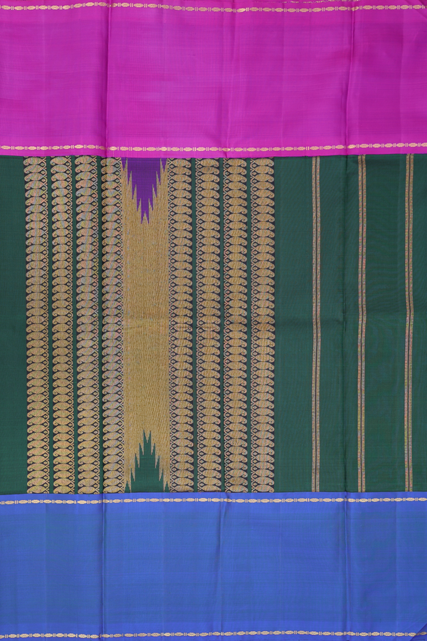 Kanchipuram Silk Saree In Black With Ganga Jamuna Border
