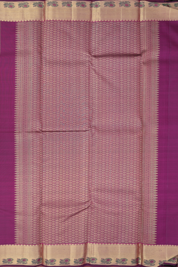 Kanchipuram Silk Saree In Coral Pink With Jacquard Pattern