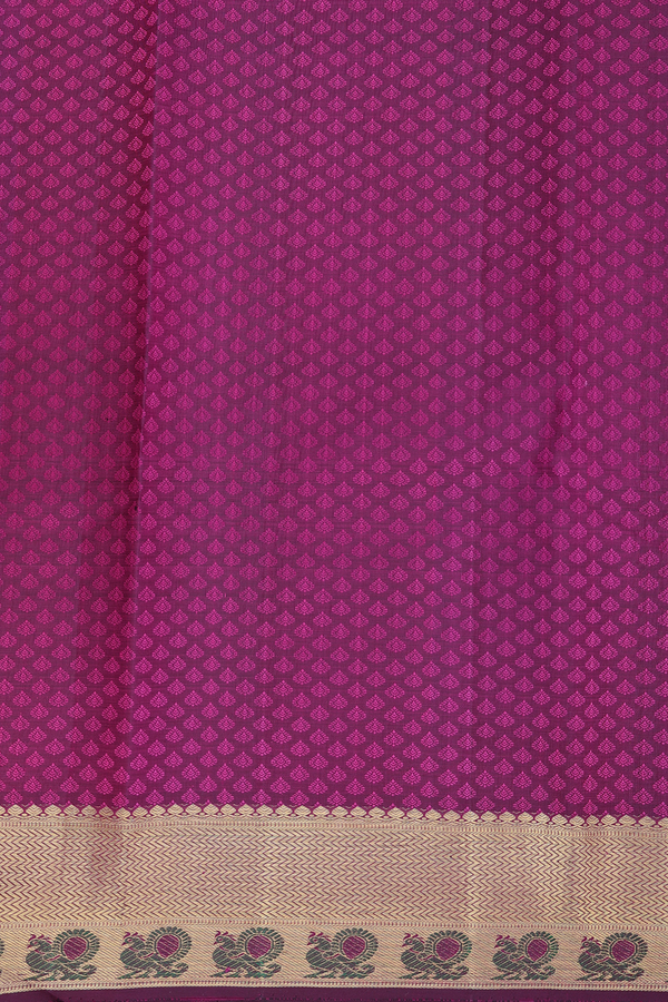 Kanchipuram Silk Saree In Coral Pink With Jacquard Pattern
