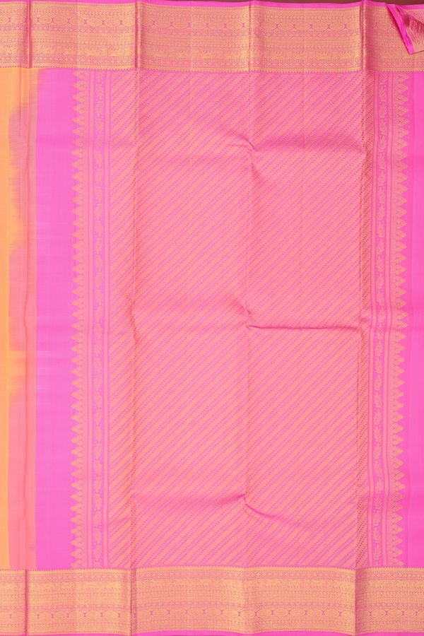 Kanchipuram Silk Saree In Dual Tone With Peacock Buttas