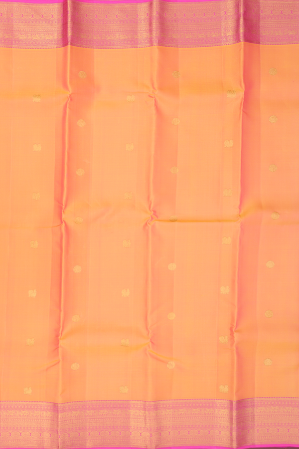 Kanchipuram Silk Saree In Dual Tone With Peacock Buttas