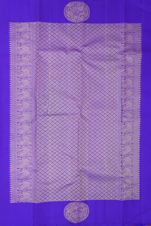 Kanchipuram Silk Saree In Royal Blue With Jacquard Pattern