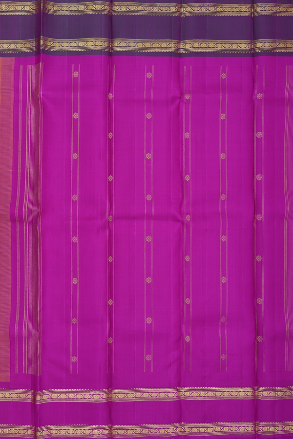 Kanchipuram Silk Saree In Saffron Yellow With Floral Buttas