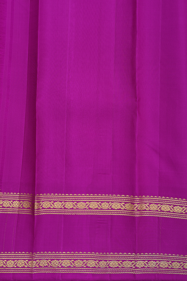 Kanchipuram Silk Saree In Saffron Yellow With Floral Buttas