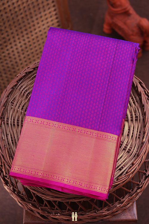 Kanchipuram Silk Saree In Purple With Jacquard Pattern
