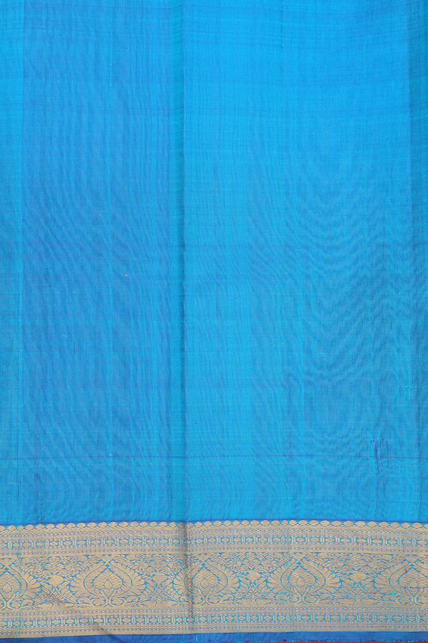 Kanchipuram Silk Saree In Bluish Green With Stripes Design