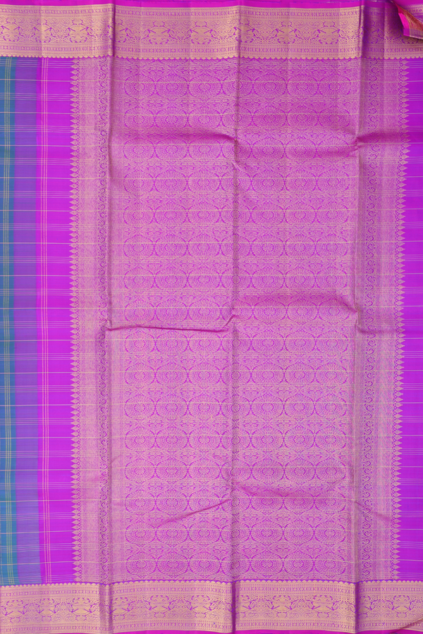 Kanchipuram Silk Saree In Dual Tone With Checks Design
