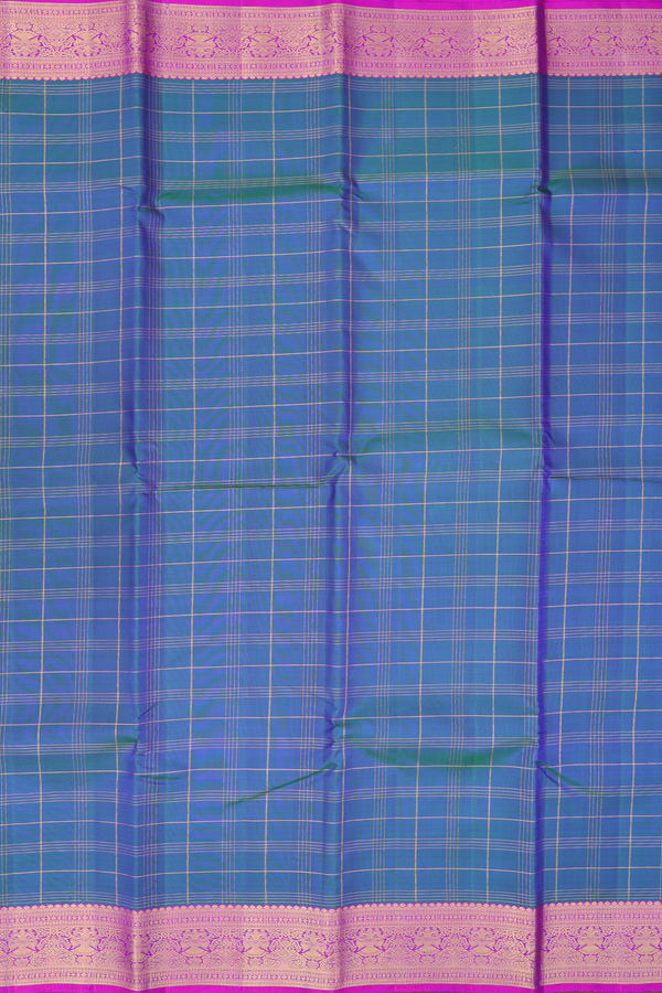 Kanchipuram Silk Saree In Dual Tone With Checks Design