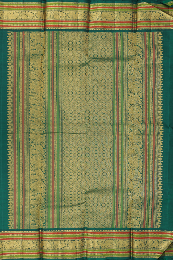 Kanchipuram Silk Saree In Rani Pink With Paisley Buttas