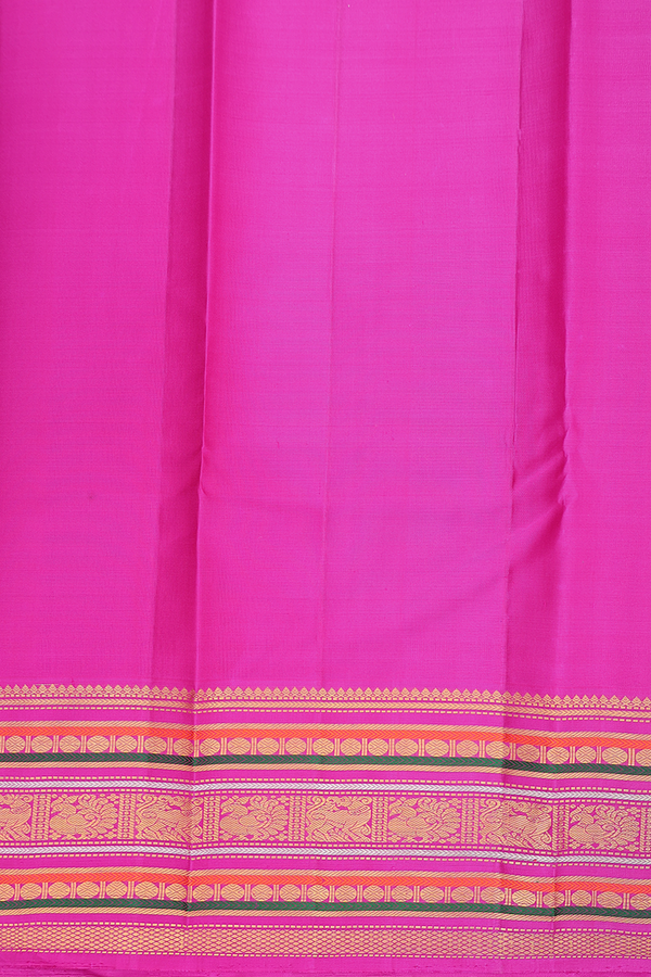 Kanchipuram Silk Saree In Cream Color With Peacock Buttas