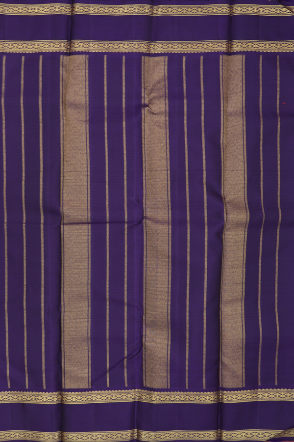 Kanchipuram Silk Saree In Orange And Magenta With Checks Design