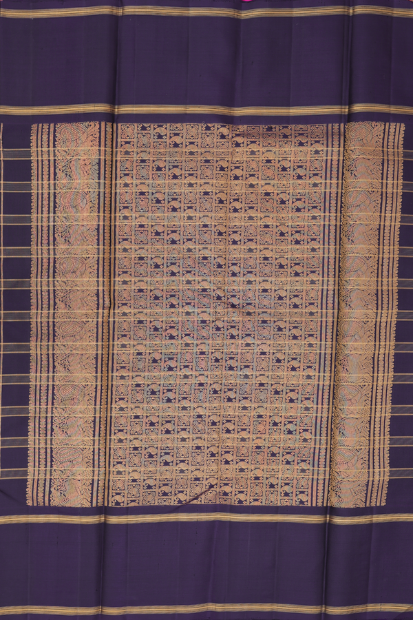 Kanchipuram Silk Saree In Pear Green With Checks Design