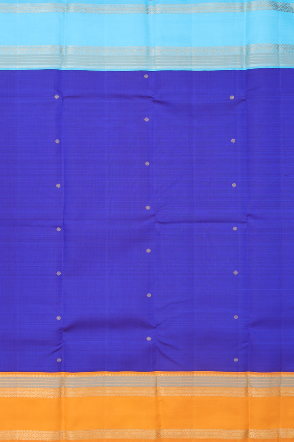 Kanchipuram Silk Saree In Royal Blue With Zari Buttas