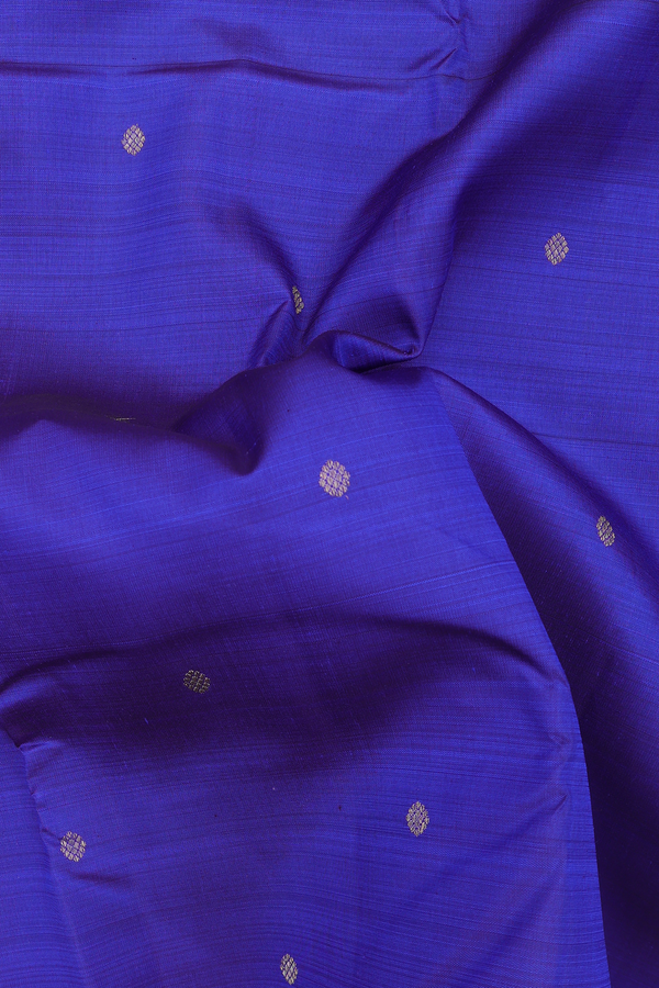 Kanchipuram Silk Saree In Royal Blue With Zari Buttas