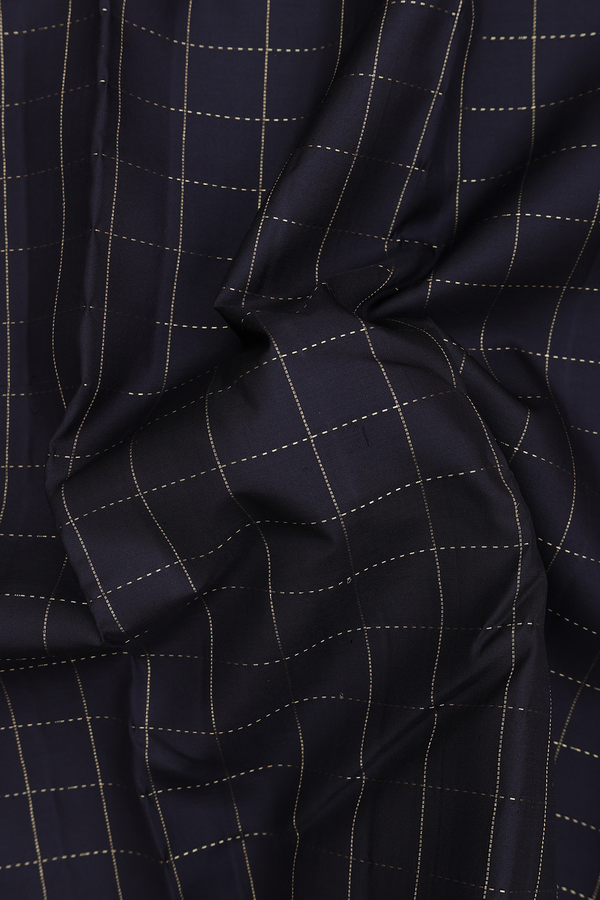 Kanchipuram Silk Saree In Black With Checks Design