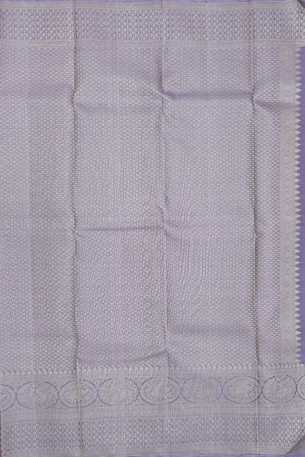 Kanchipuram Silk Saree In Grey With Iruthalai Pakshi Buttas