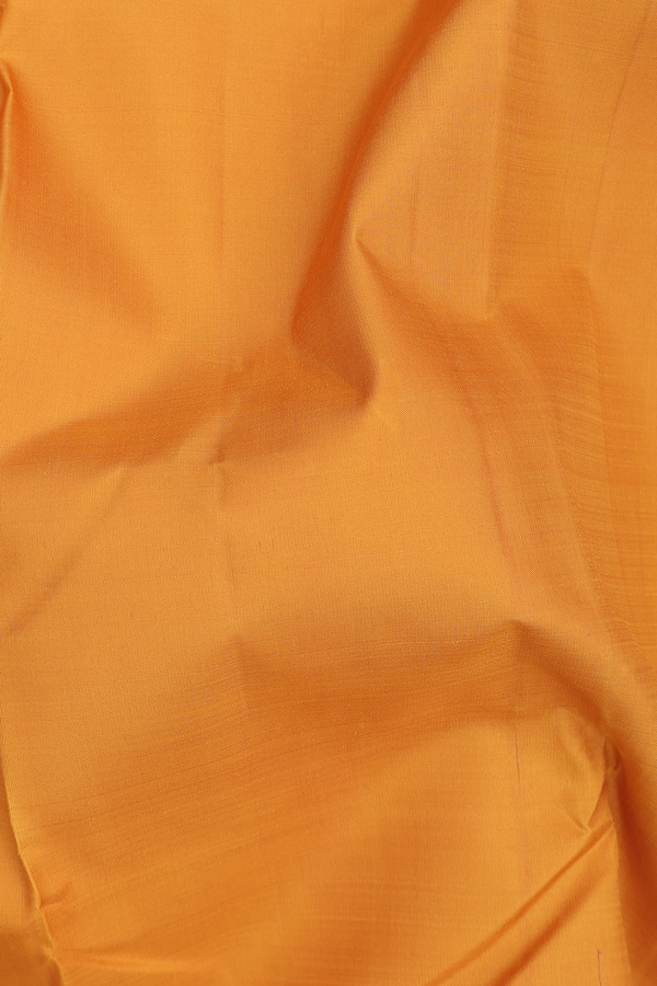 Kanchipuram Silk Saree In Mustard Yellow With Contrast Border