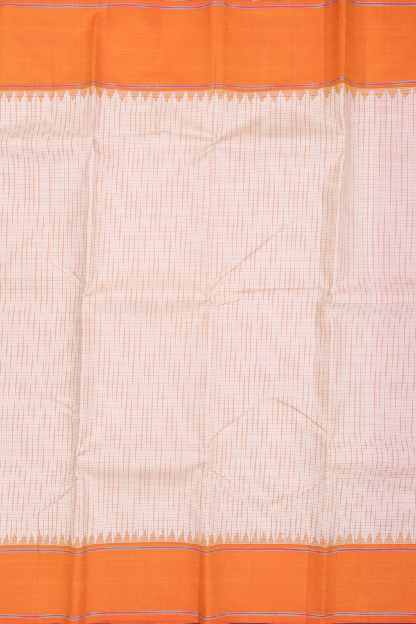 Kanchipuram Silk Saree In Off White With Checks Design