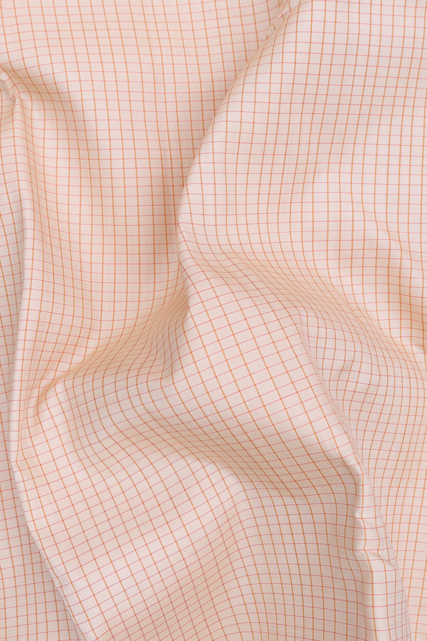 Kanchipuram Silk Saree In Off White With Checks Design