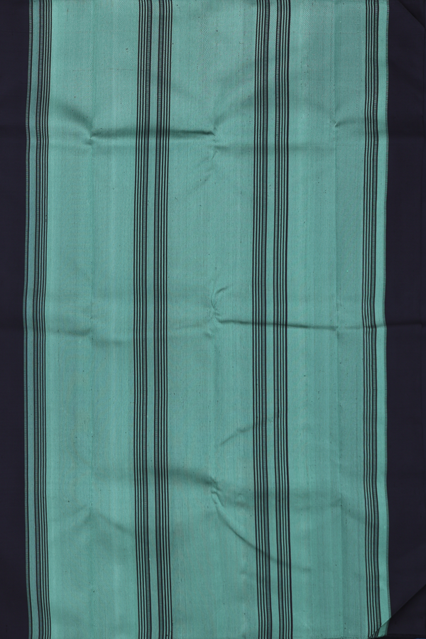 Kanchipuram Silk Saree In Black With Temple Design