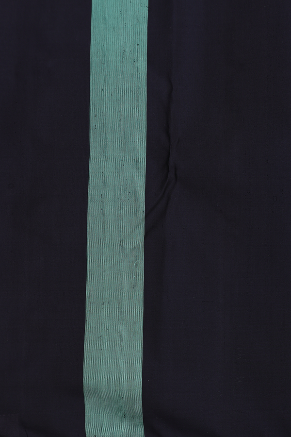 Kanchipuram Silk Saree In Black With Temple Design