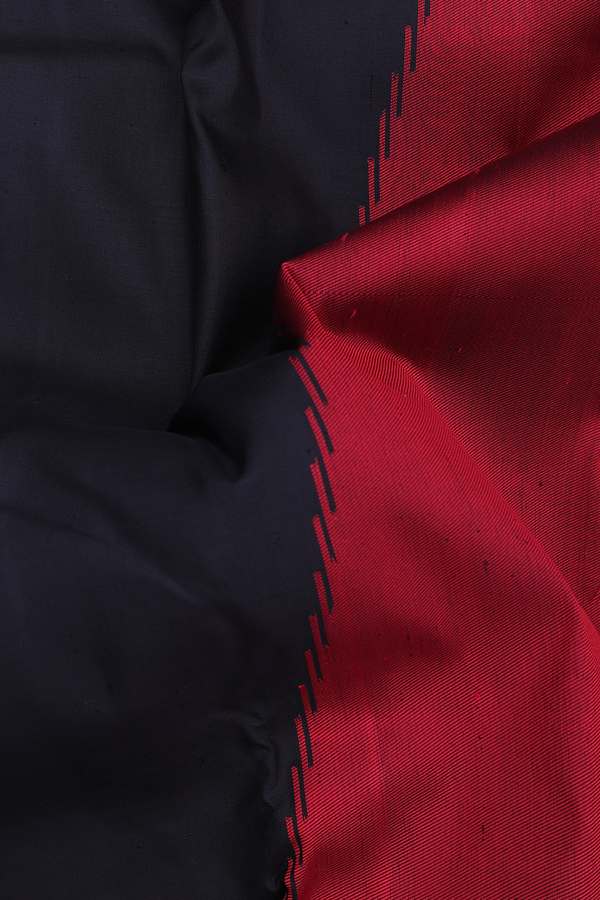 Kanchipuram Silk Saree In Black With Temple Design