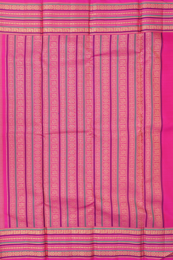 Kanchipuram Silk Saree In Cream Color With Peacock Buttas