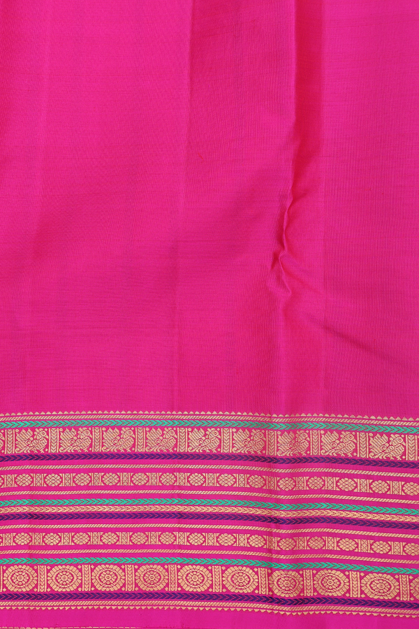 Kanchipuram Silk Saree In Cream Color With Peacock Buttas