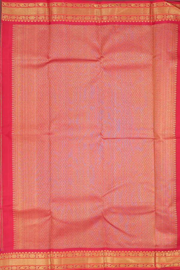 Kanchipuram Silk Saree In Indigo Blue With Zari Buttas