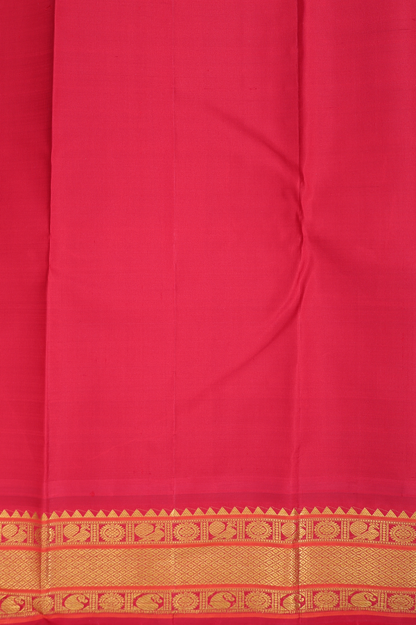 Kanchipuram Silk Saree In Indigo Blue With Zari Buttas