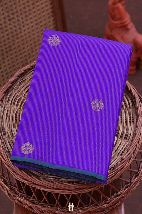 Kanchipuram Silk Saree In Royal Purple With Stripes Design