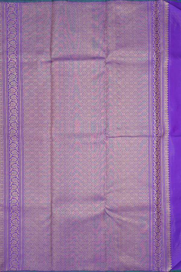 Kanchipuram Silk Saree In Royal Purple With Stripes Design