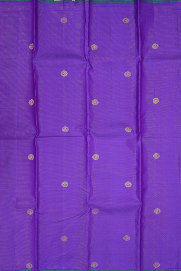 Kanchipuram Silk Saree In Royal Purple With Stripes Design