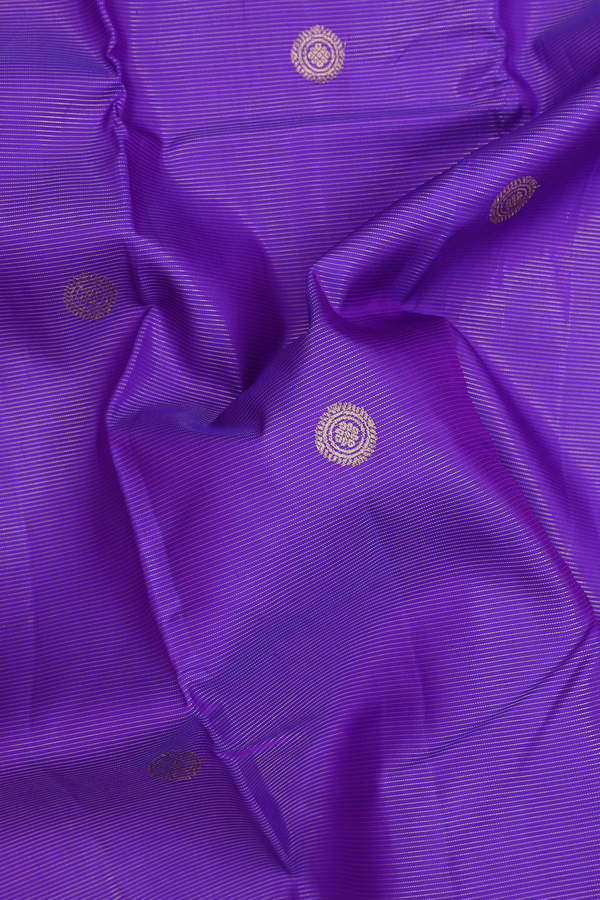 Kanchipuram Silk Saree In Royal Purple With Stripes Design
