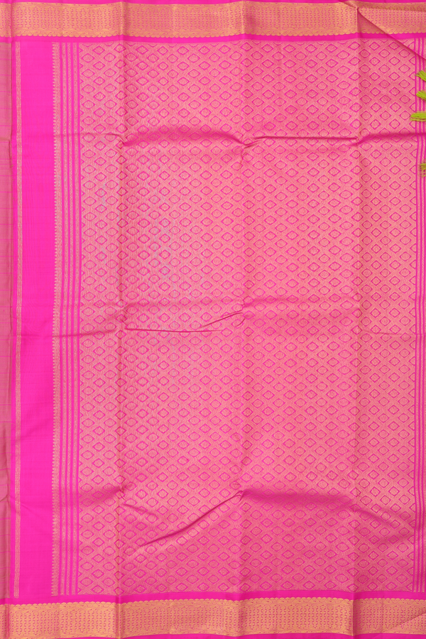 Kanchipuram Silk Saree In Sunflower Yellow With Checks Design