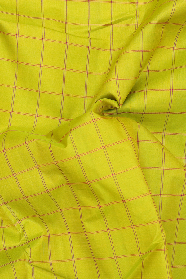 Kanchipuram Silk Saree In Sunflower Yellow With Checks Design