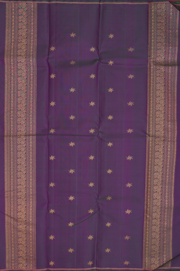 Kanchipuram Silk Saree In Dual Tone With Elephant Buttas