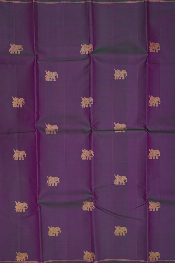 Kanchipuram Silk Saree In Dual Tone With Elephant Buttas