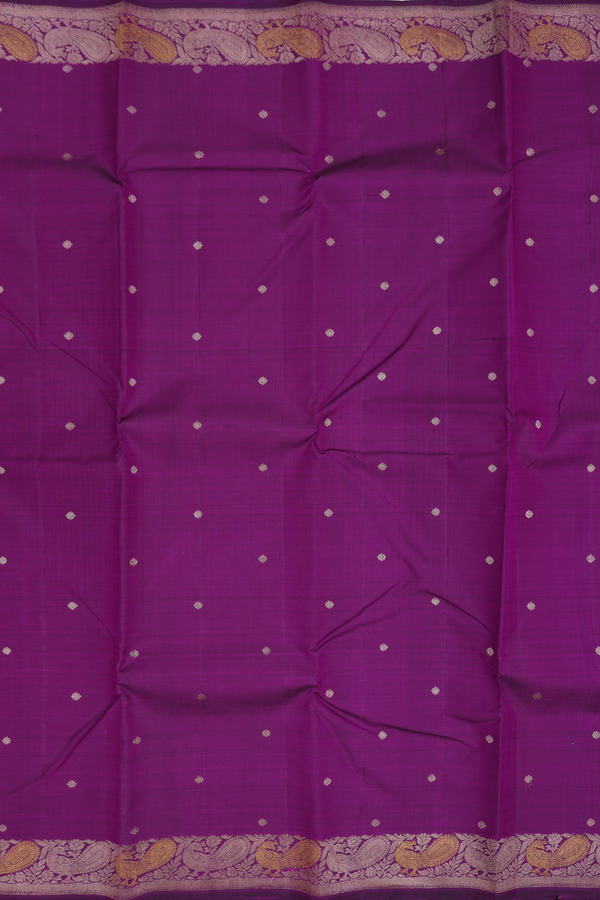 Kanchipuram Silk Saree In Purple With Floral Buttas