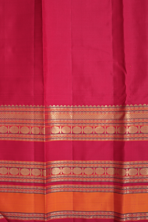 Kanchipuram Silk Saree In Honey Yellow With Stripes Design
