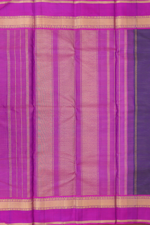 Kanchipuram Silk Saree In Royal Blue With Stripes Design
