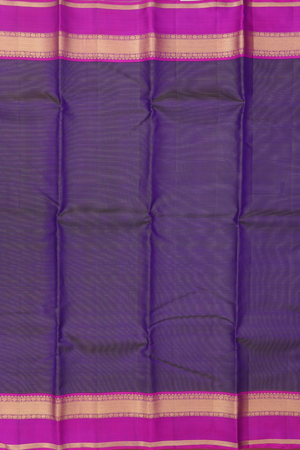 Kanchipuram Silk Saree In Royal Blue With Stripes Design