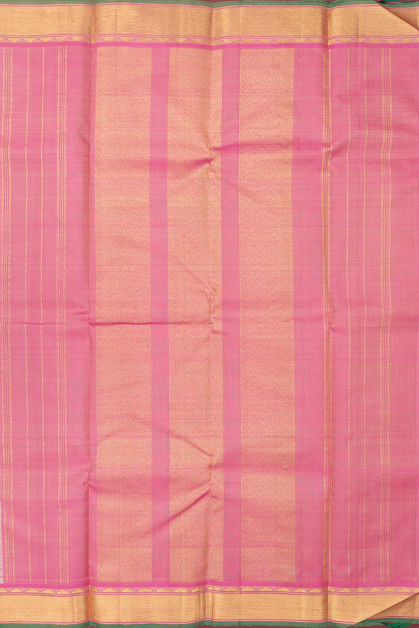Kanchipuram Silk Saree In Cream Color With Checks Design