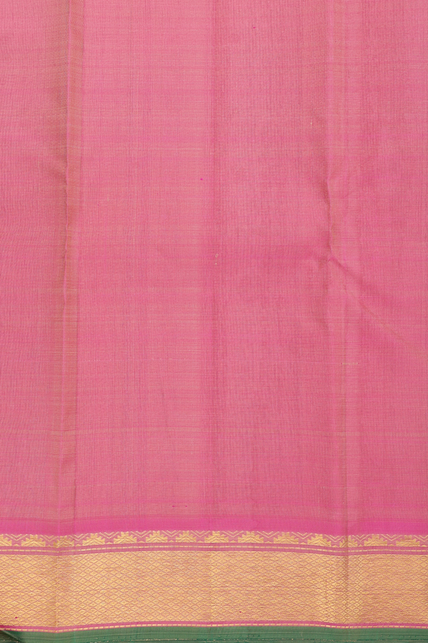 Kanchipuram Silk Saree In Cream Color With Checks Design