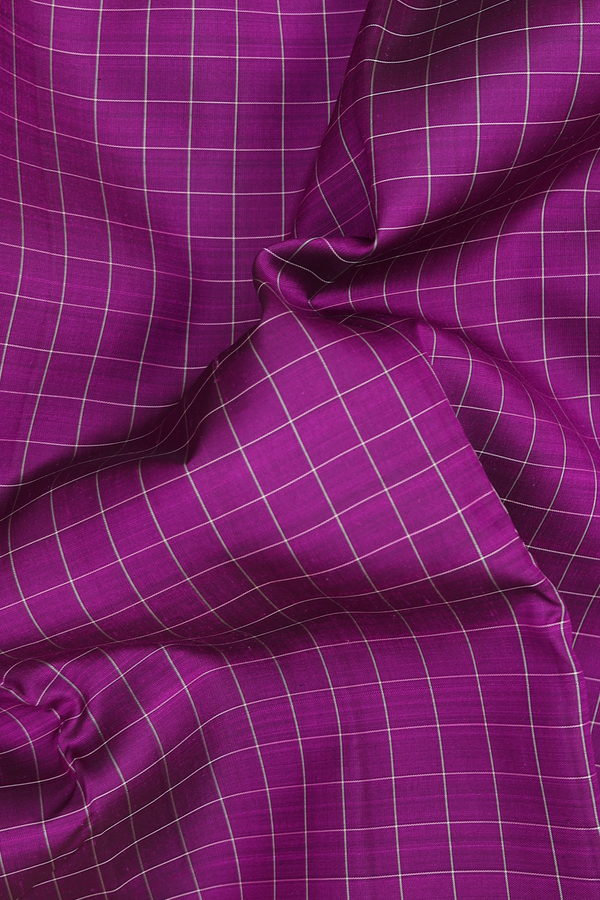 Kanchipuram Silk Saree In Purple With Checks Design