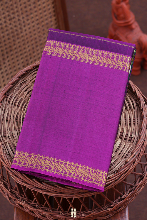 Kanchipuram Silk Saree In Purple With Stripes Design