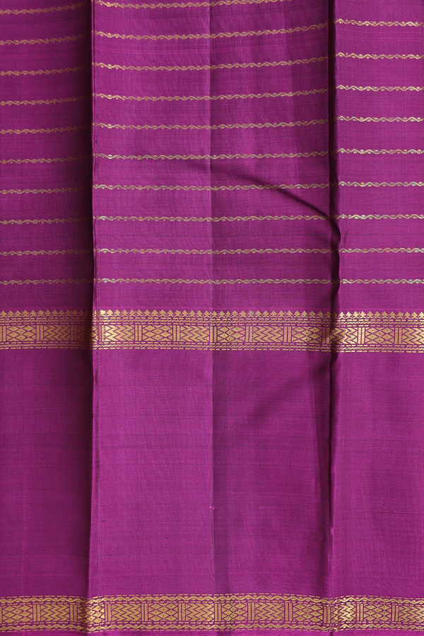 Kanchipuram Silk Saree In Purple With Stripes Design