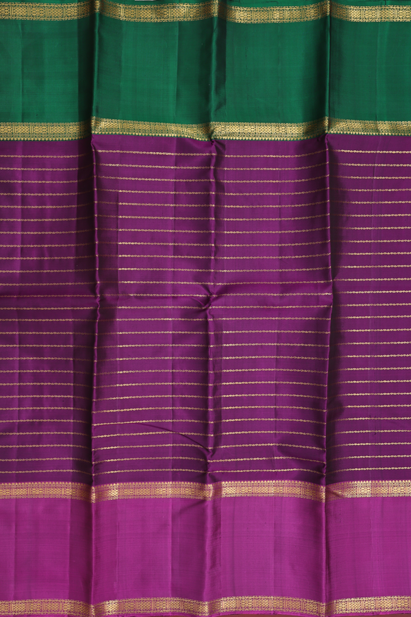 Kanchipuram Silk Saree In Purple With Stripes Design