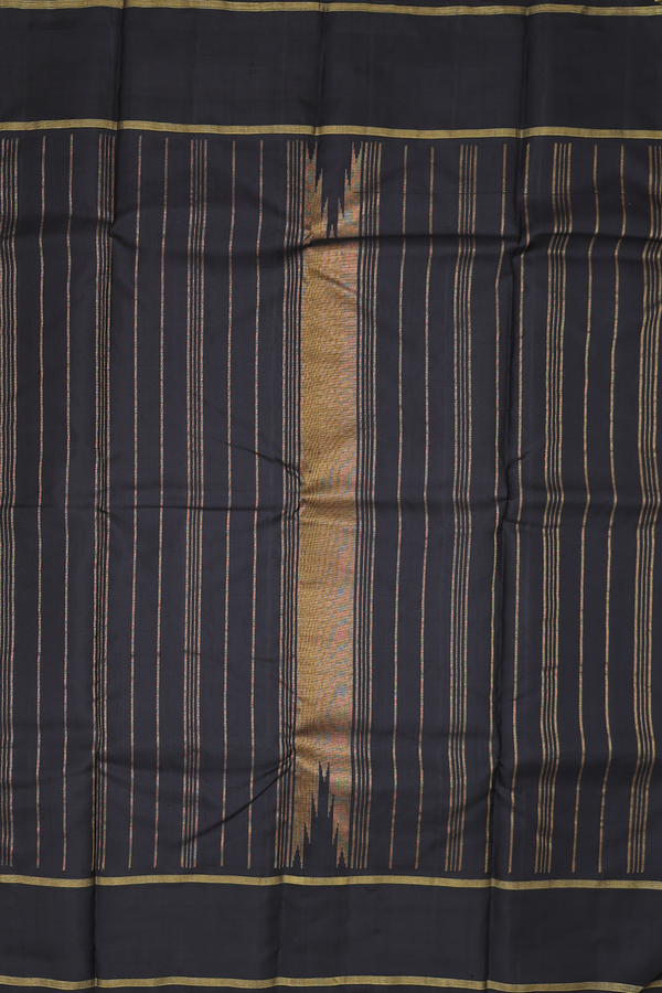 Kanchipuram Silk Saree In Multicolor With Stripes Design